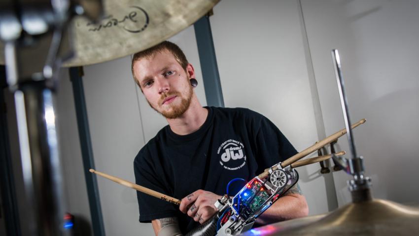Robotic Drumming Prosthesis In Use Robotic Drumming Prosthesis In Use